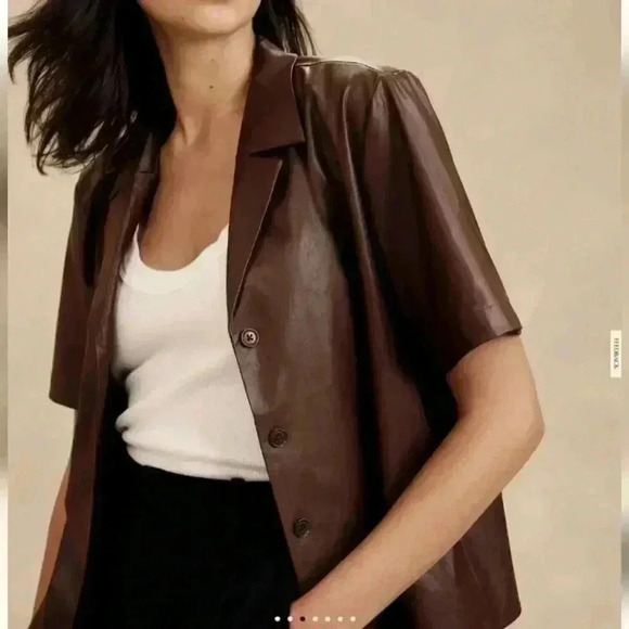 BANANA REPUBLIC VEGAN LEATHER SHIRT - Picture 3 of 7